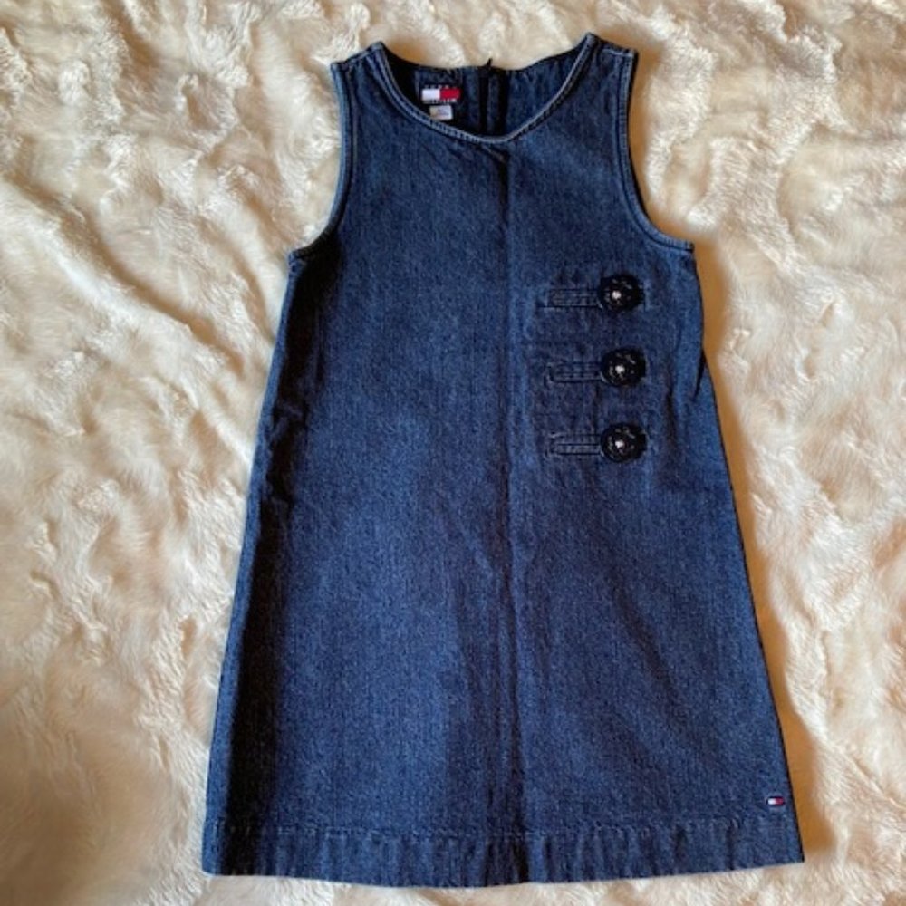 Tommy Hilfiger Blue Denim Jumper Dress Girls Size 6X